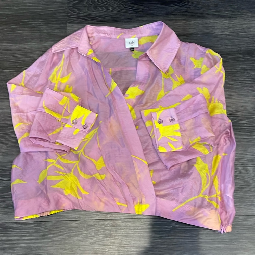 CAbi  Orchid Print Wrap Blouse